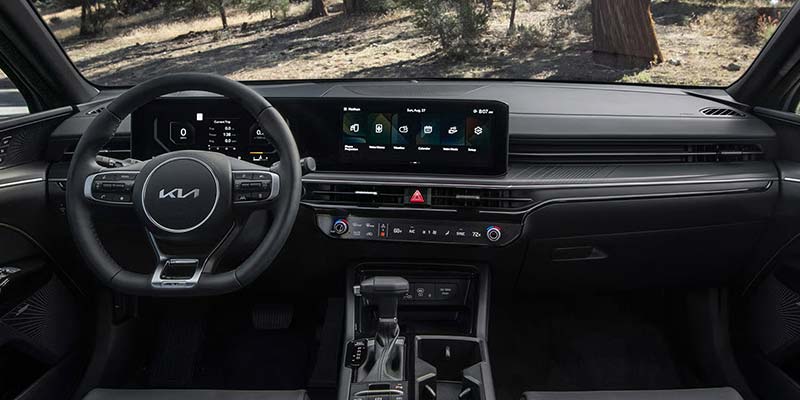 2026 Kia K5 dashboard with digital display and infotainment system