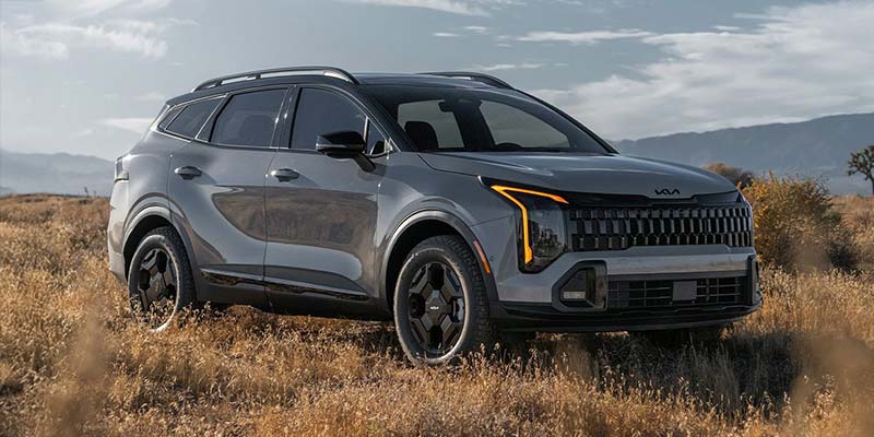 2026 Kia Sportage in an open field with a scenic background.