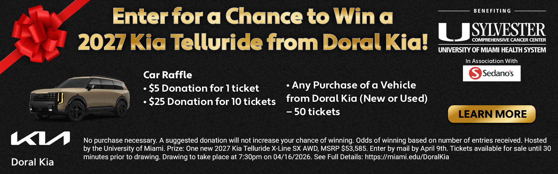 enter for a chance to win a 2027 Telluride